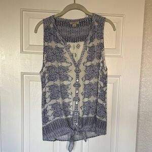 Lucky Brand Navy and White Sleeveless Tank Top